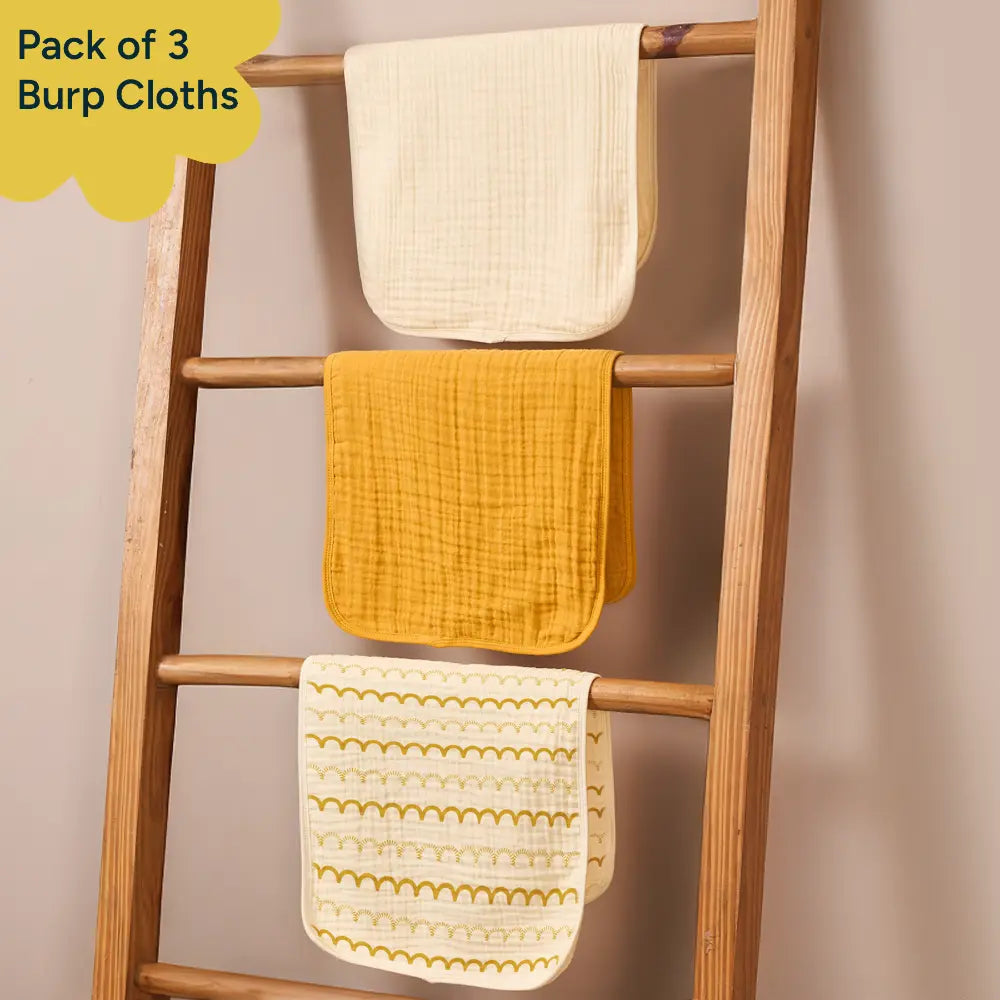 Nintara Baby Burp Cloths – 100% Organic Muslin Cotton - Beige