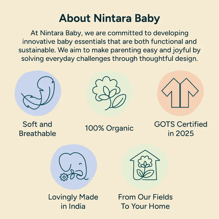 Nintara Baby Burp Cloths – 100% Organic Muslin Cotton - Beige