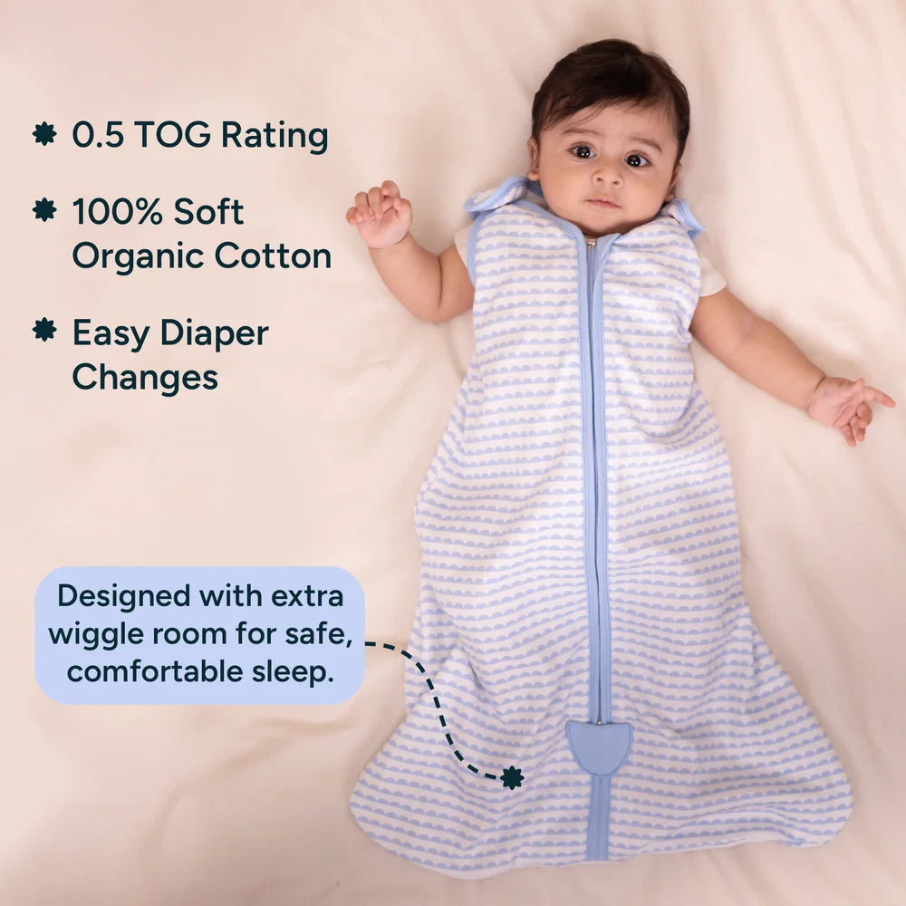 Nintara Baby 0.5 TOG Sleep Sack – Organic Cotton - Bumpy Skies