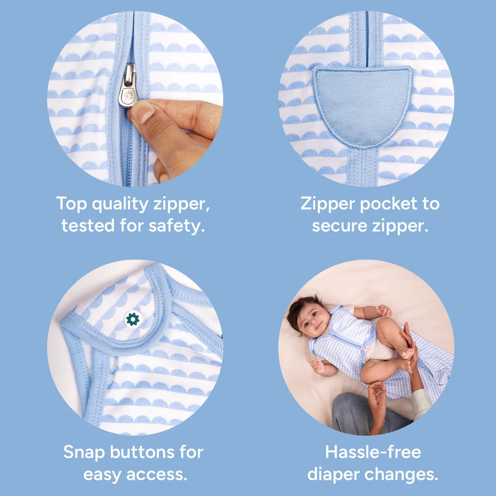 Nintara Baby 0.5 TOG Sleep Sack – Organic Cotton - Bumpy Skies