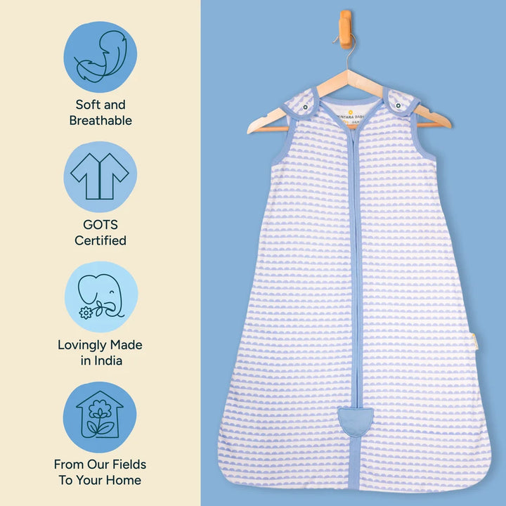 Nintara Baby 0.5 TOG Sleep Sack – Organic Cotton - Bumpy Skies