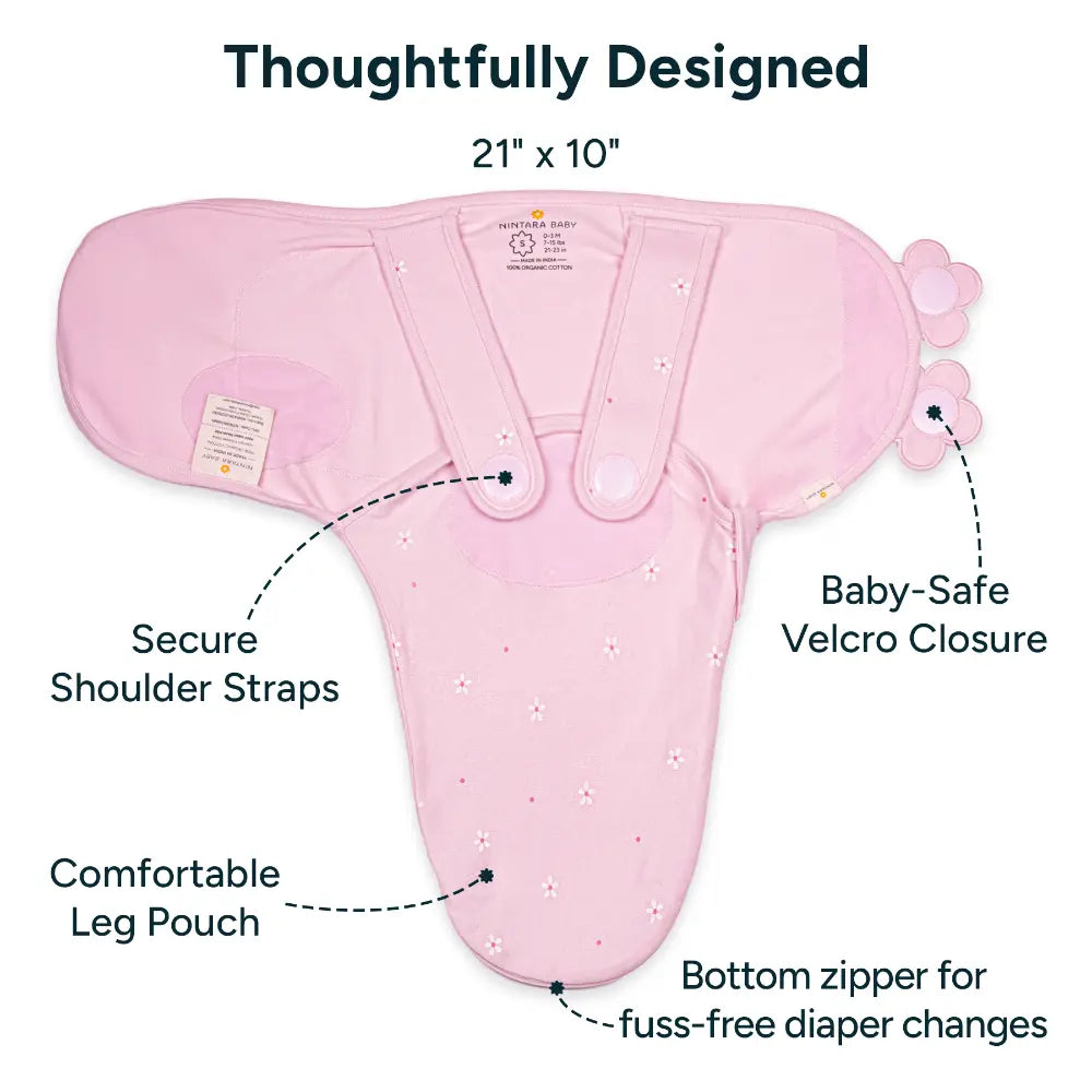 Nintara Baby Swaddle Wrap – Premium Organic Cotton - Pretty Petals