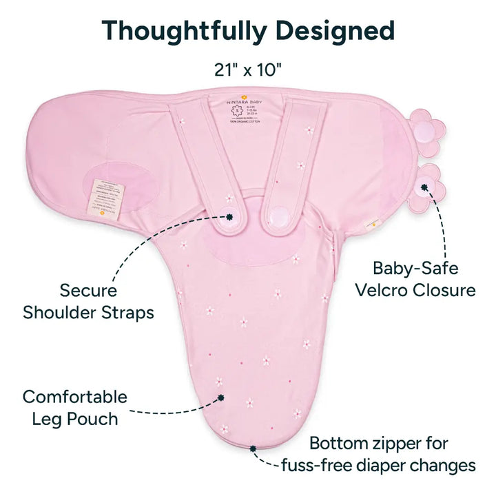 Nintara Baby Swaddle Wrap – Premium Organic Cotton - Pretty Petals