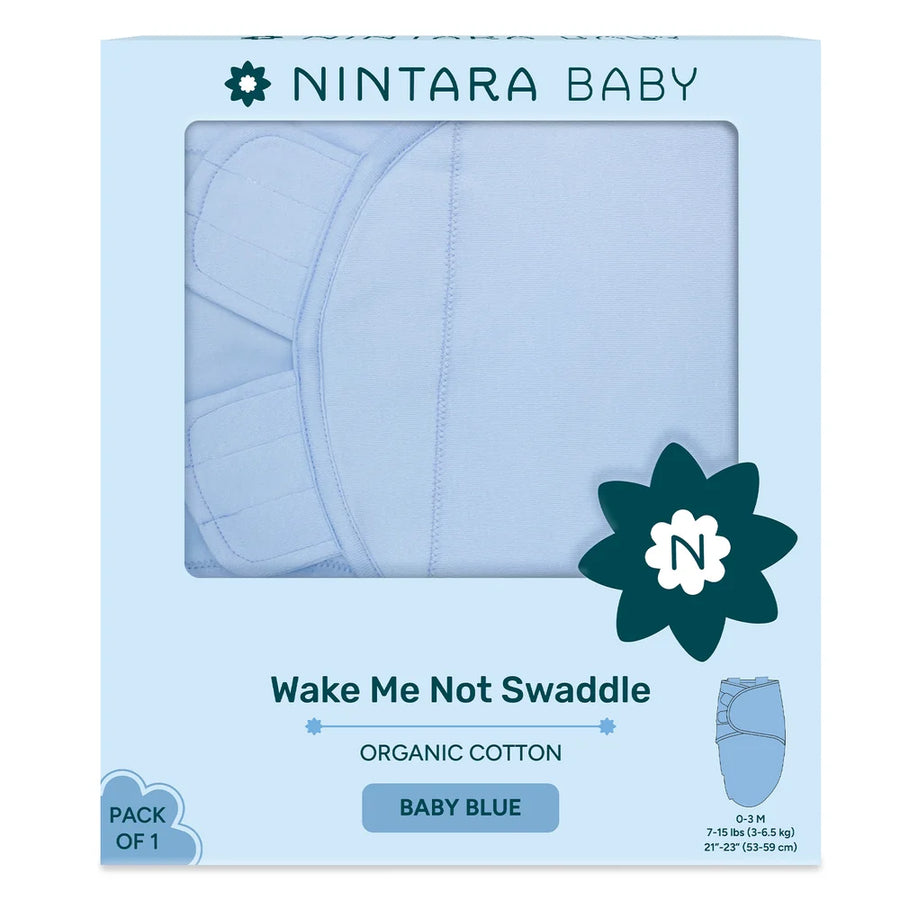 Nintara Baby Wake Me Not Swaddle Wrap for Newborns - Baby Blue