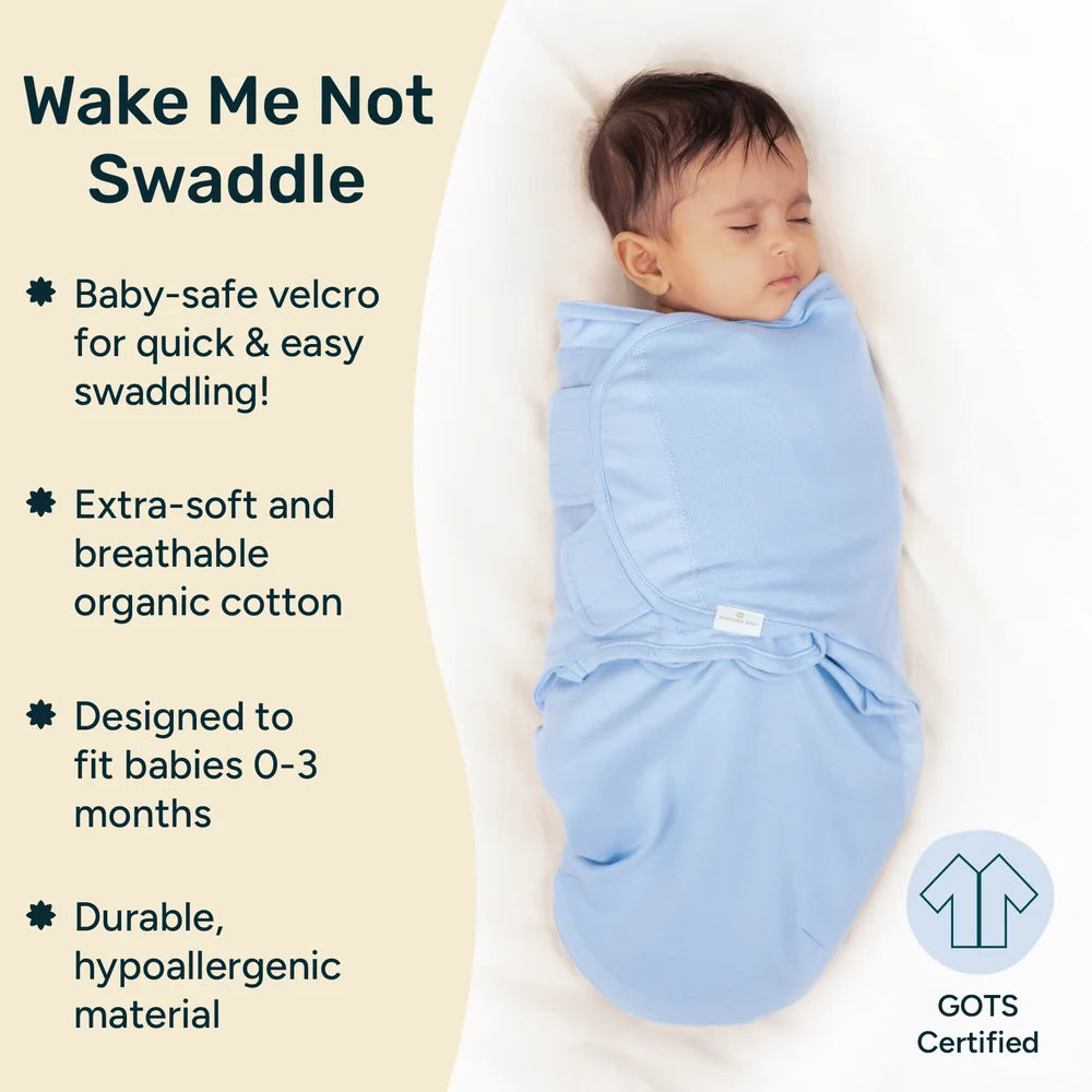 Nintara Baby Wake Me Not Swaddle Wrap for Newborns - Baby Blue