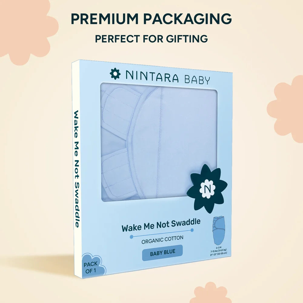 Nintara Baby Wake Me Not Swaddle Wrap for Newborns - Baby Blue