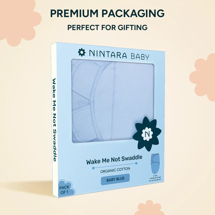 Nintara Baby Wake Me Not Swaddle Wrap for Newborns - Baby Blue