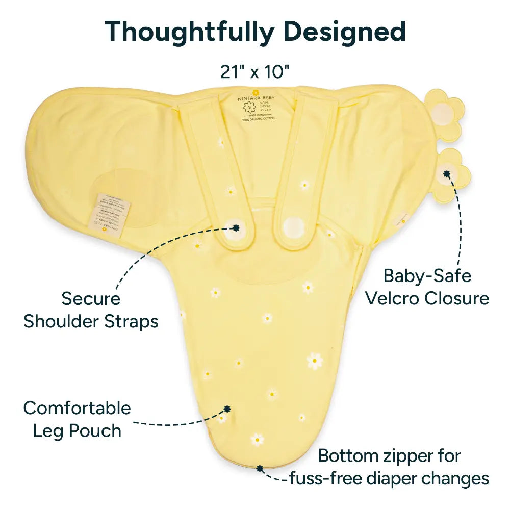 Nintara Baby Swaddle Wrap – Premium Organic Cotton - Butter Blossoms