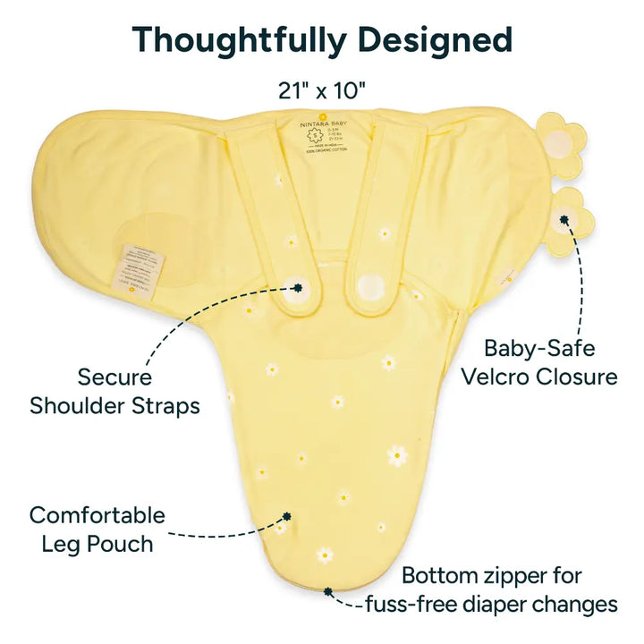 Nintara Baby Swaddle Wrap – Premium Organic Cotton - Butter Blossoms