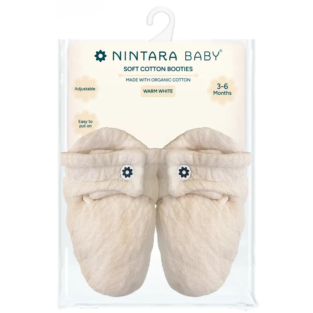 Nintara Baby Soft Cotton Booties - Warm White