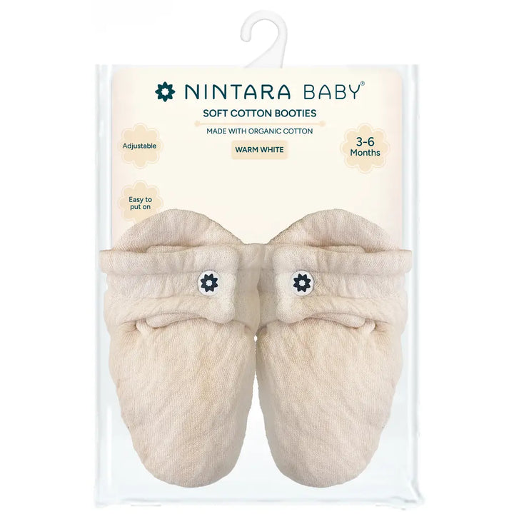 Nintara Baby Soft Cotton Booties - Warm White