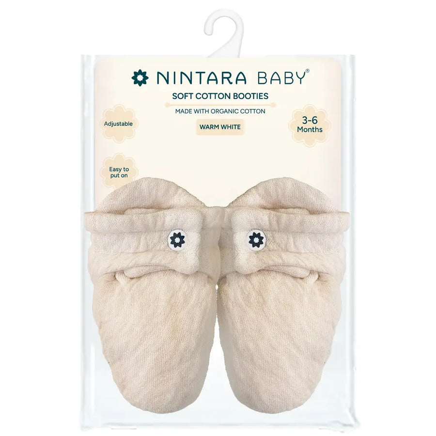 Nintara Baby Soft Cotton Booties - Warm White