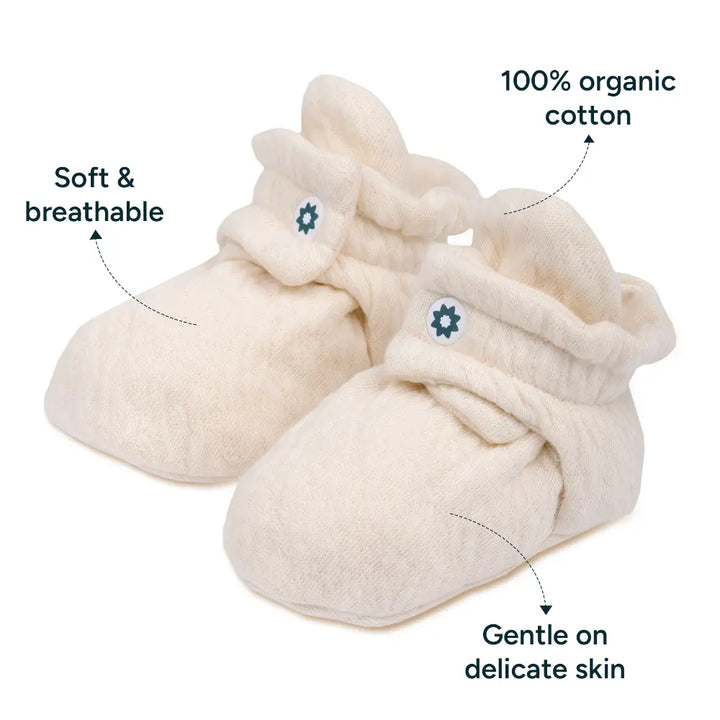 Nintara Baby Soft Cotton Booties - Warm White