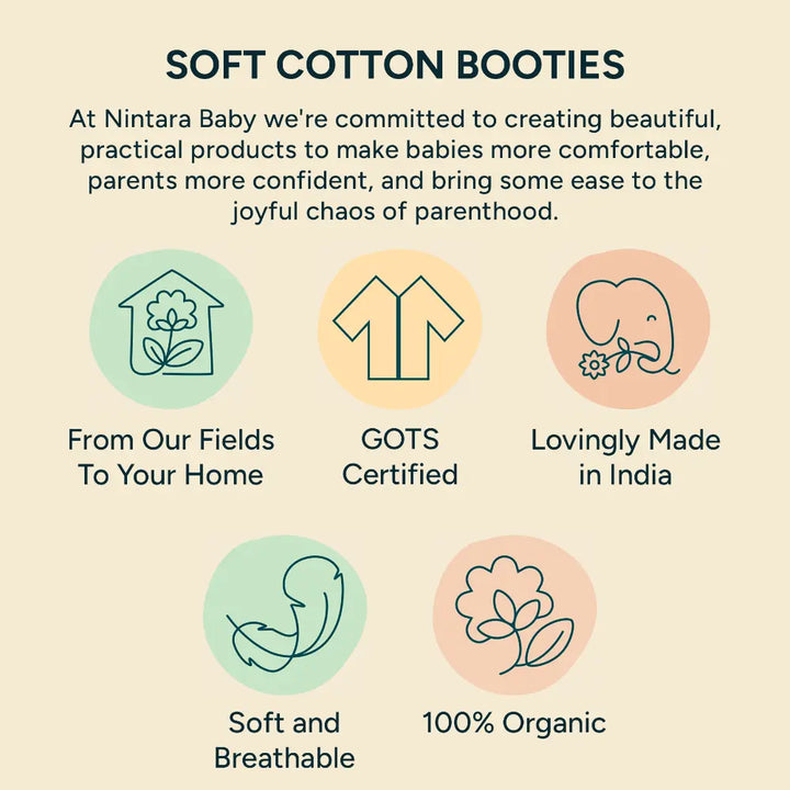 Nintara Baby Soft Cotton Booties - Warm White