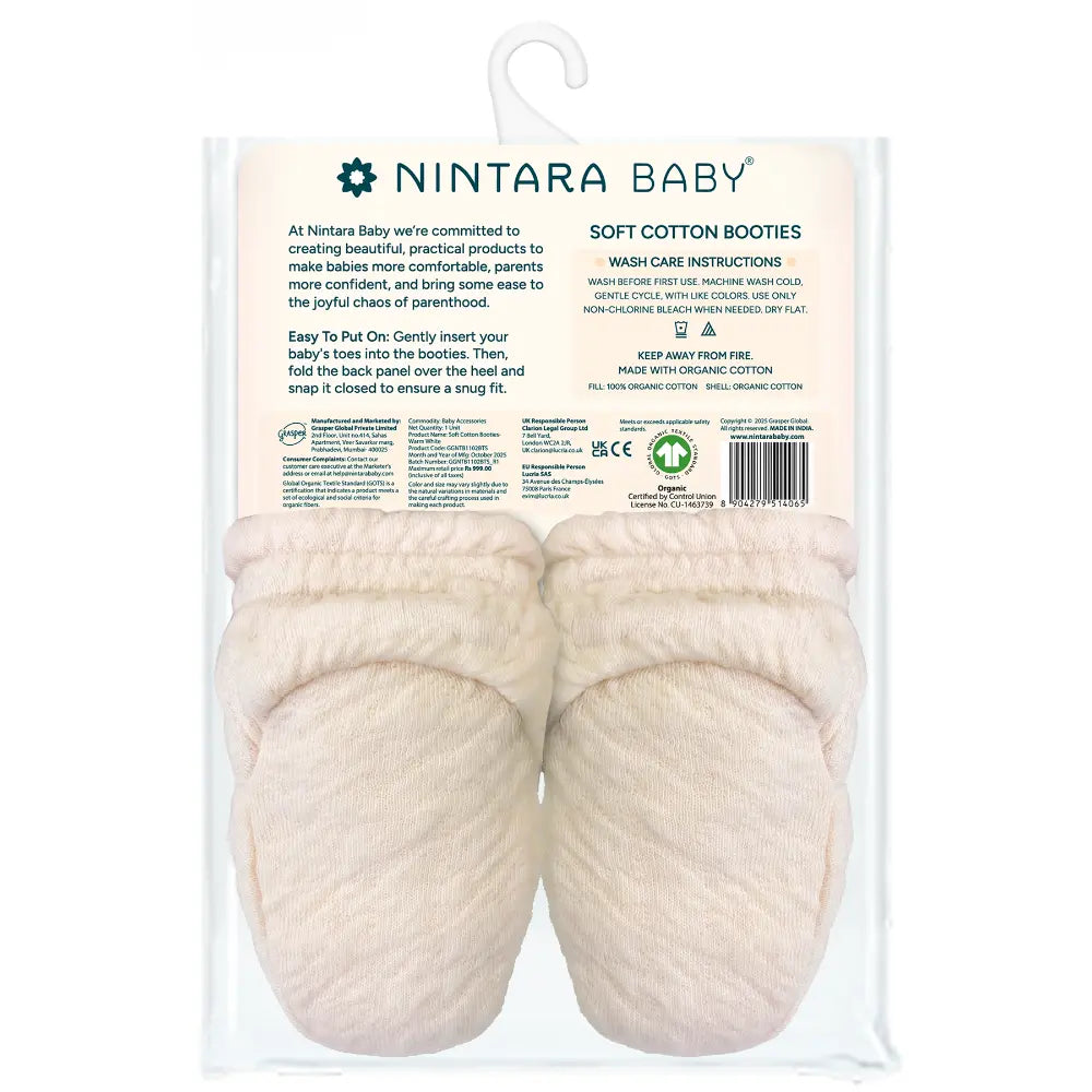 Nintara Baby Soft Cotton Booties - Warm White