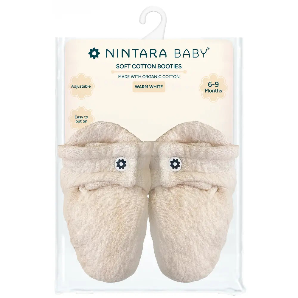 Nintara Baby Soft Cotton Booties - Warm White