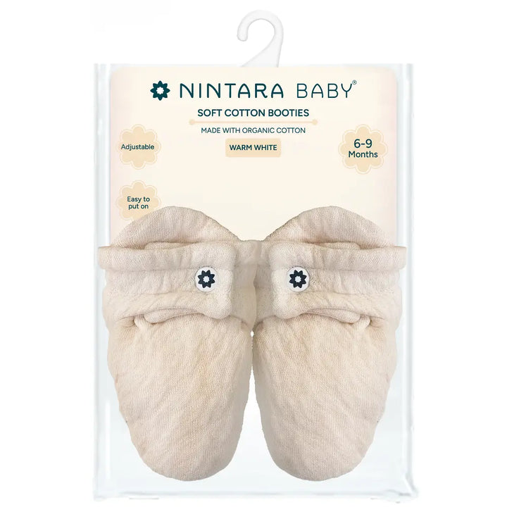 Nintara Baby Soft Cotton Booties - Warm White