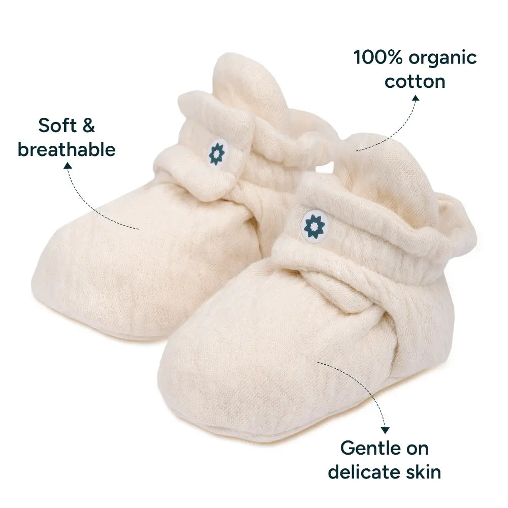 Nintara Baby Soft Cotton Booties - Warm White