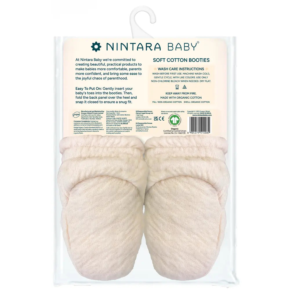 Nintara Baby Soft Cotton Booties - Warm White