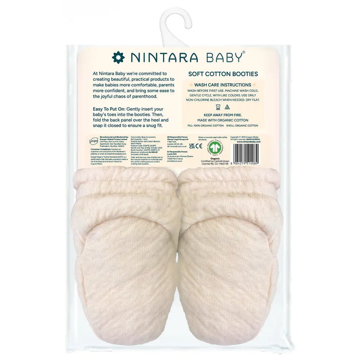 Nintara Baby Soft Cotton Booties - Warm White