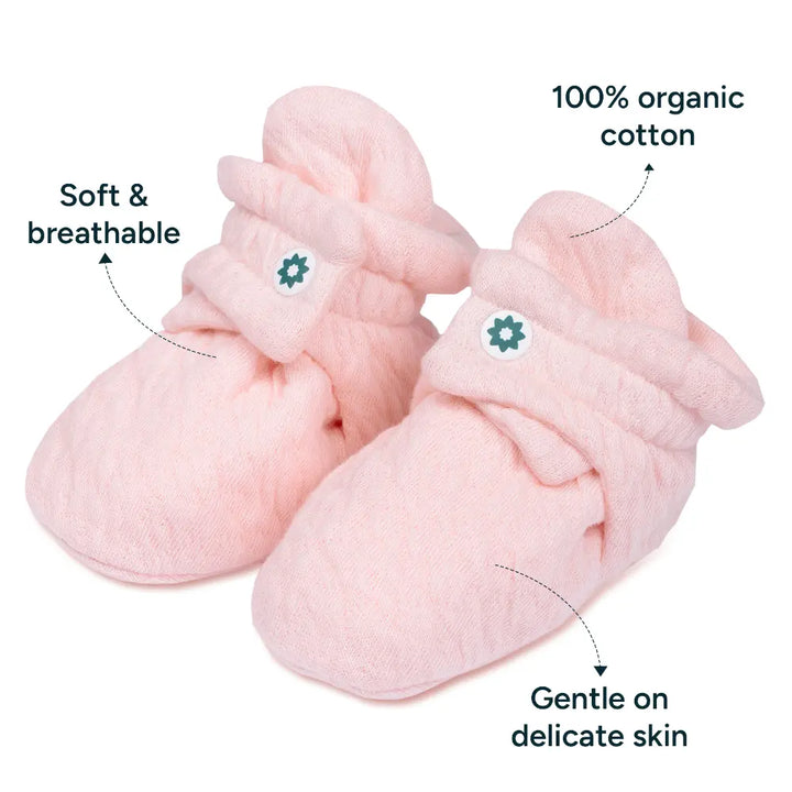 Nintara Baby Soft Cotton Booties - Pretty Pink (6-9M)