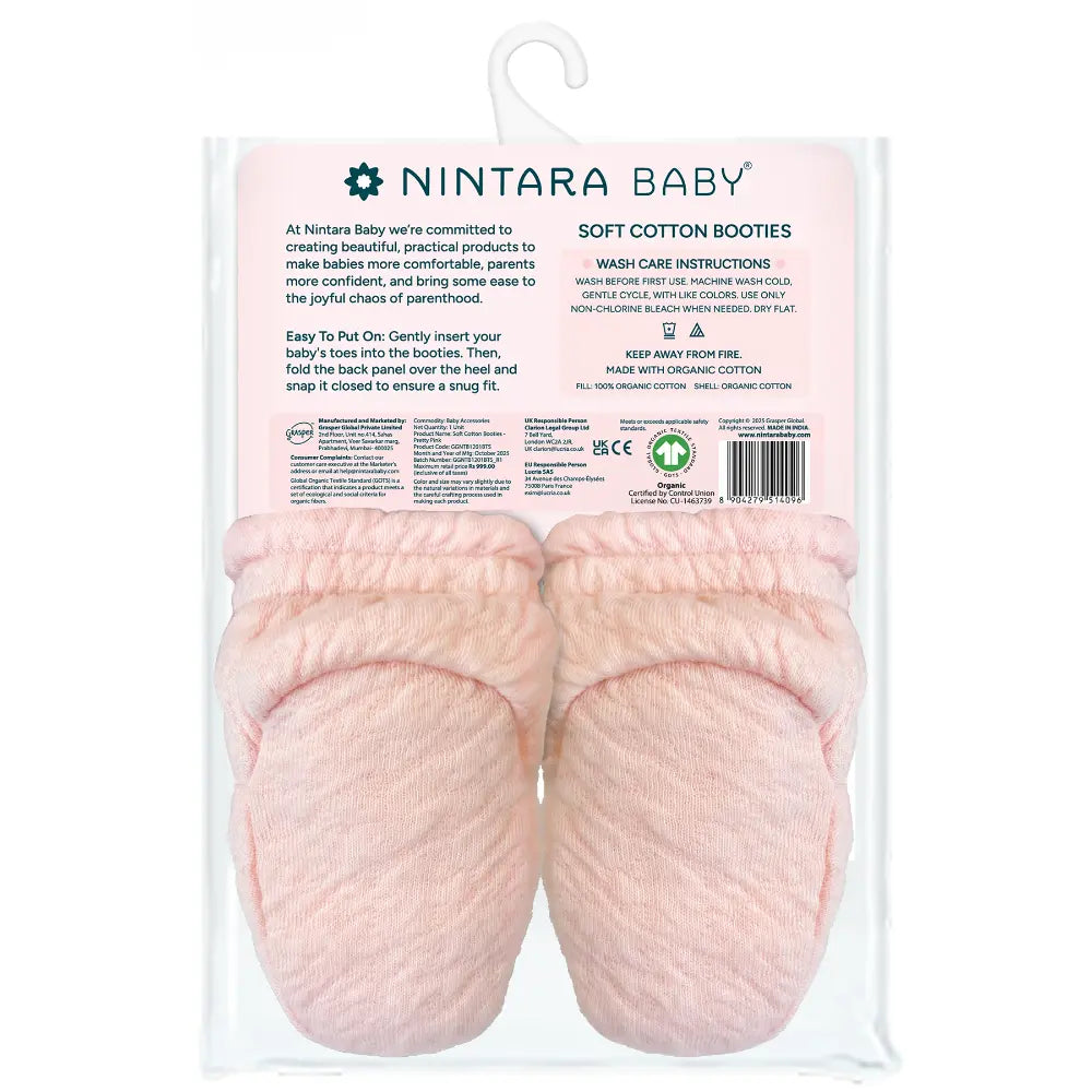 Nintara Baby Soft Cotton Booties - Pretty Pink (6-9M)
