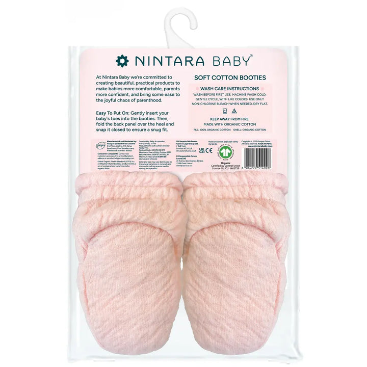 Nintara Baby Soft Cotton Booties - Pretty Pink (6-9M)