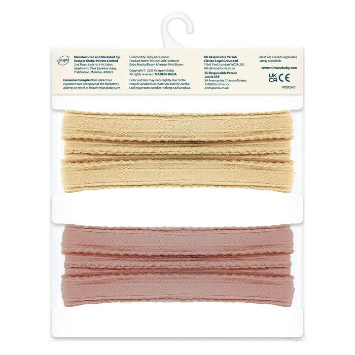 Nintara Baby Hairband - Winter Pink Bloom + Baby Mocha Bloom - (Pack of 2)