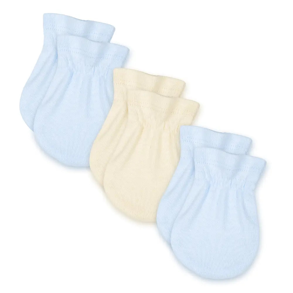 Nintara Baby Mittens for Newborns – 100% Organic Cotton, Ages 0-6 Months - Baby Blue + Warm White