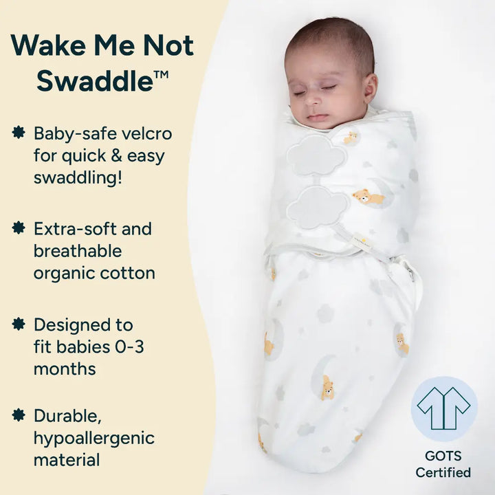 Nintara Baby Swaddle Wrap – Premium Organic Cotton, White | 0–2 Years | Unisex