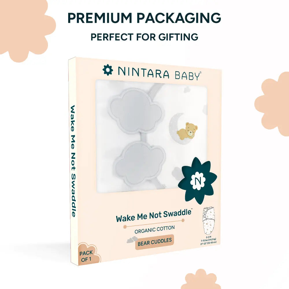 Nintara Baby Swaddle Wrap – Premium Organic Cotton, White | 0–2 Years | Unisex