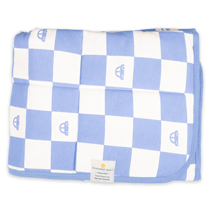 Nintara Baby Little Comforter Blanket – Organic Cotton Blanket, 30" x 40" | Vroom Vroom! Warm