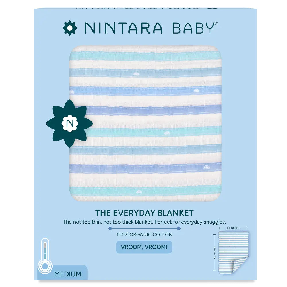 Nintara Baby The Everyday Blanket - (Medium Blanket) - Vroom, Vroom!