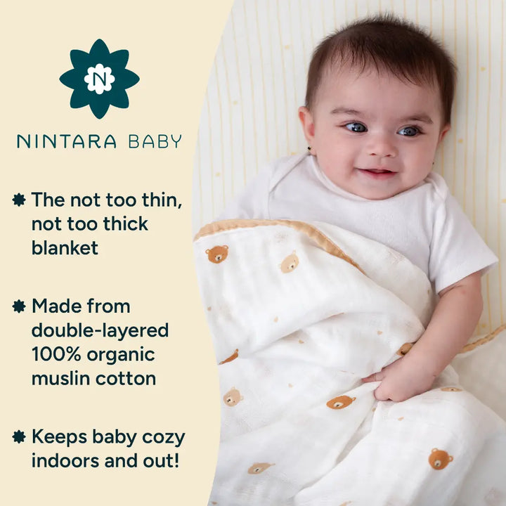 Nintara Baby The Everyday Blanket - (Medium Blanket) - Bear Hugs