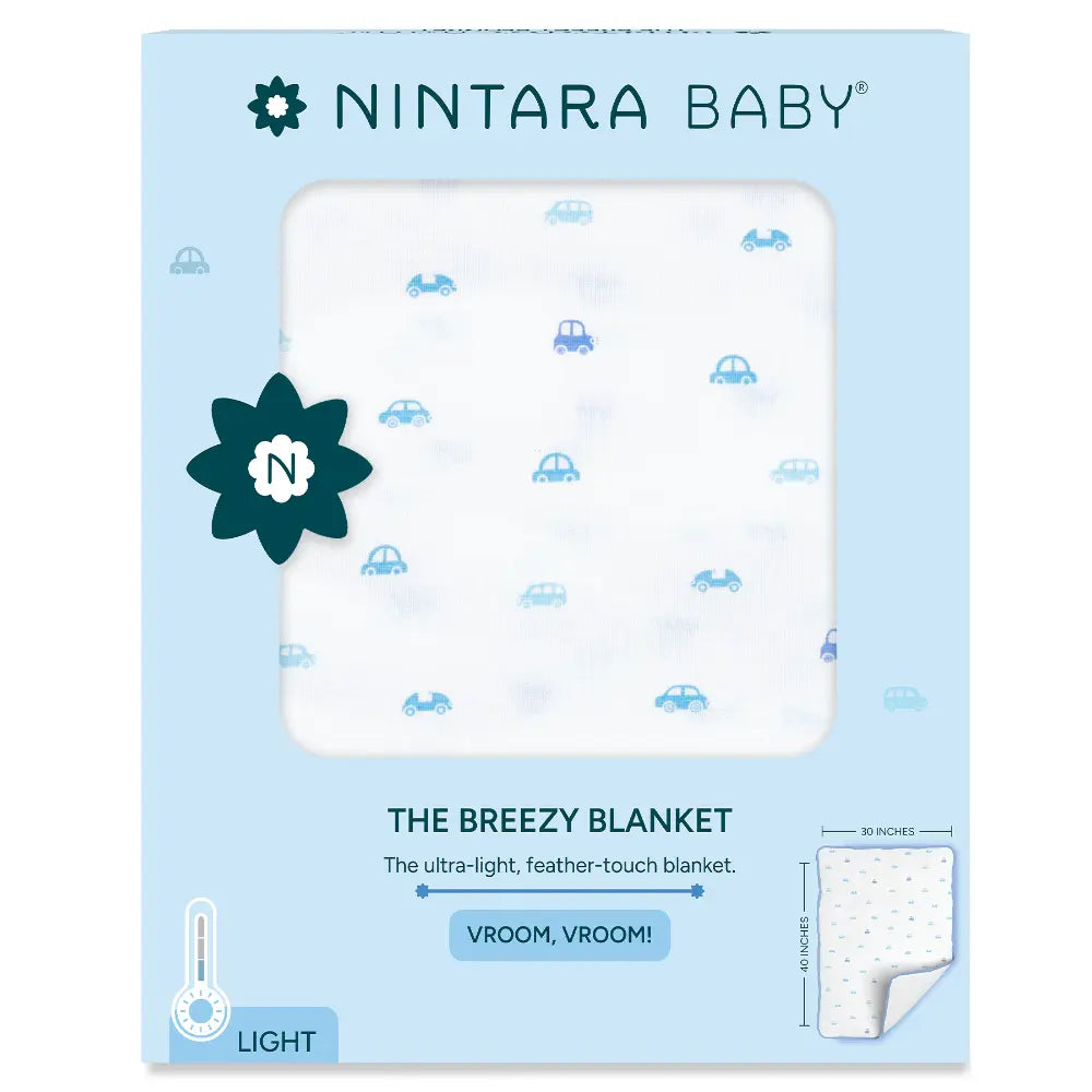Nintara Baby Breezy Blanket – Ultra-Light Baby Blanket, 30 x 40 Inches | Vroom, Vroom! Light