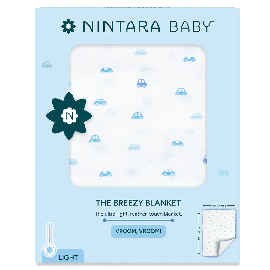 Nintara Baby Breezy Blanket – Ultra-Light Baby Blanket, 30 x 40 Inches | Vroom, Vroom! Light