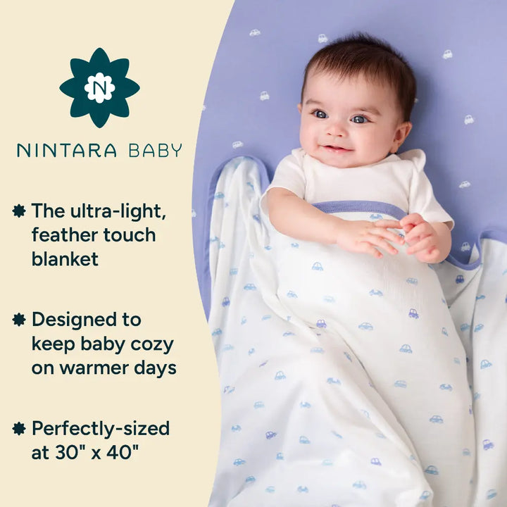 Nintara Baby Breezy Blanket – Ultra-Light Baby Blanket, 30 x 40 Inches | Vroom, Vroom! Light