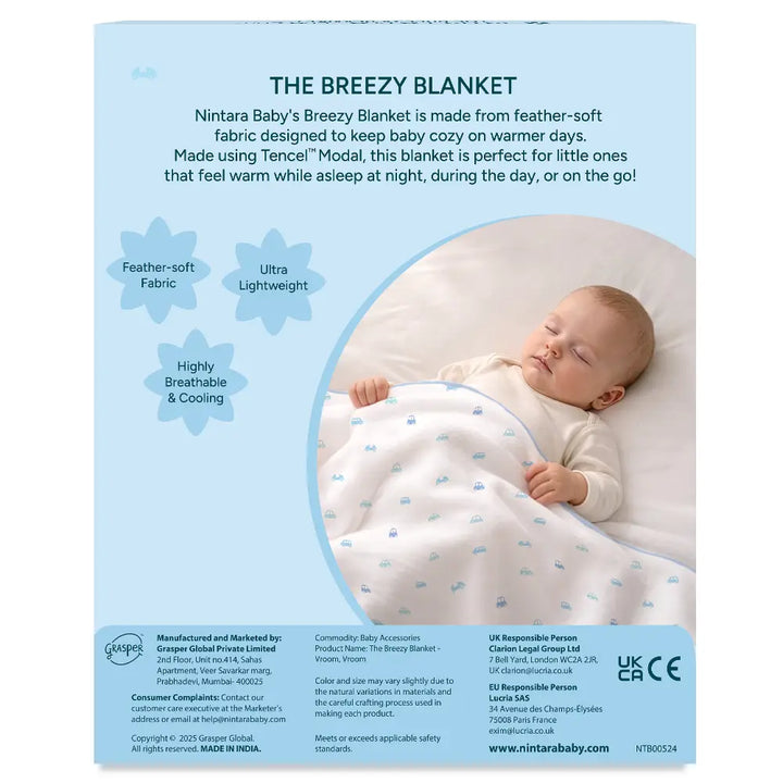 Nintara Baby Breezy Blanket – Ultra-Light Baby Blanket, 30 x 40 Inches | Vroom, Vroom! Light