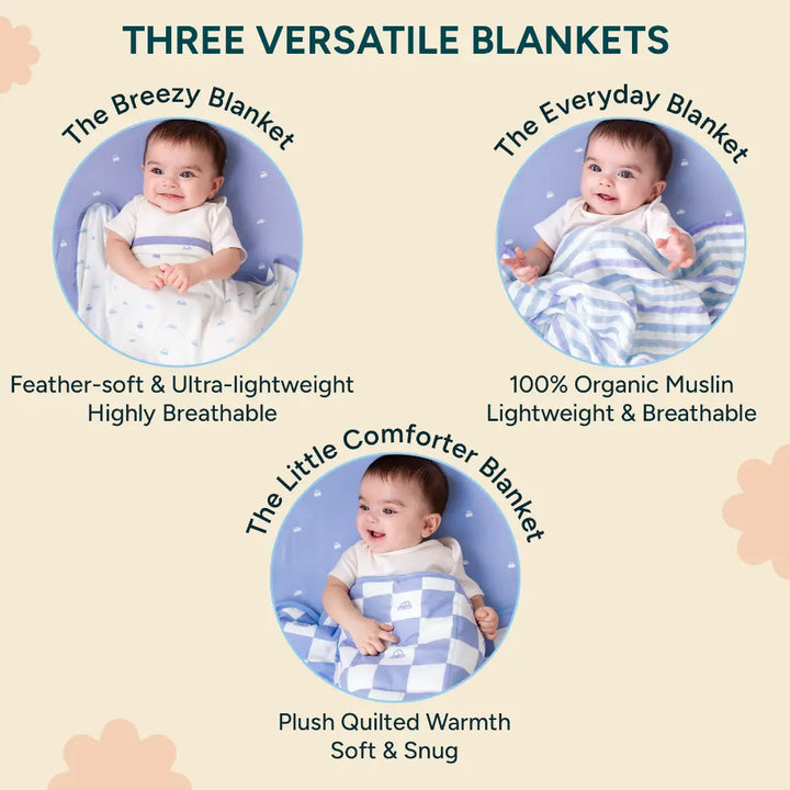 Nintara Baby The Ultimate Blanket Bundle - (Combo Pack - Thin+Medium+Thick Blanket)