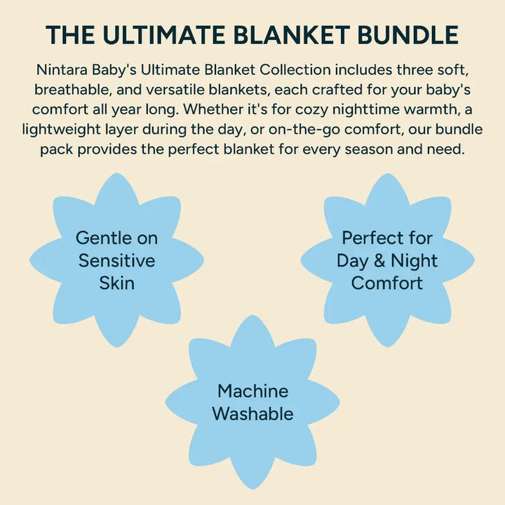 Nintara Baby The Ultimate Blanket Bundle - (Combo Pack - Thin+Medium+Thick Blanket)