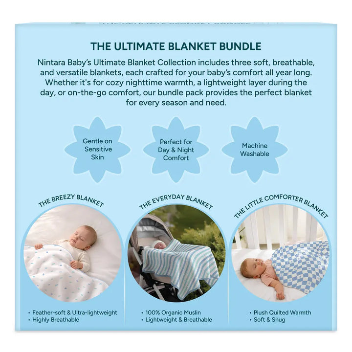 Nintara Baby The Ultimate Blanket Bundle - (Combo Pack - Thin+Medium+Thick Blanket)
