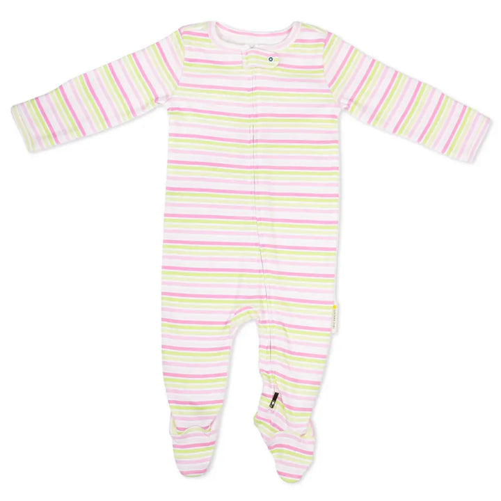 Nintara Baby Unisex Footed Bodysuit – 100% Organic Cotton Zip-Up Sleeper - Candy Stripes