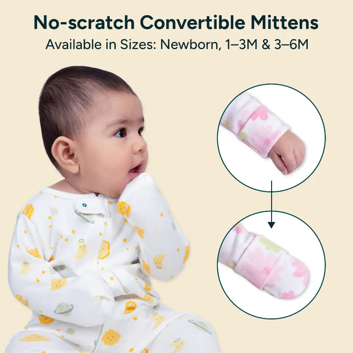 Nintara Baby Unisex Footed Bodysuit – 100% Organic Cotton Zip-Up Sleeper - Candy Stripes