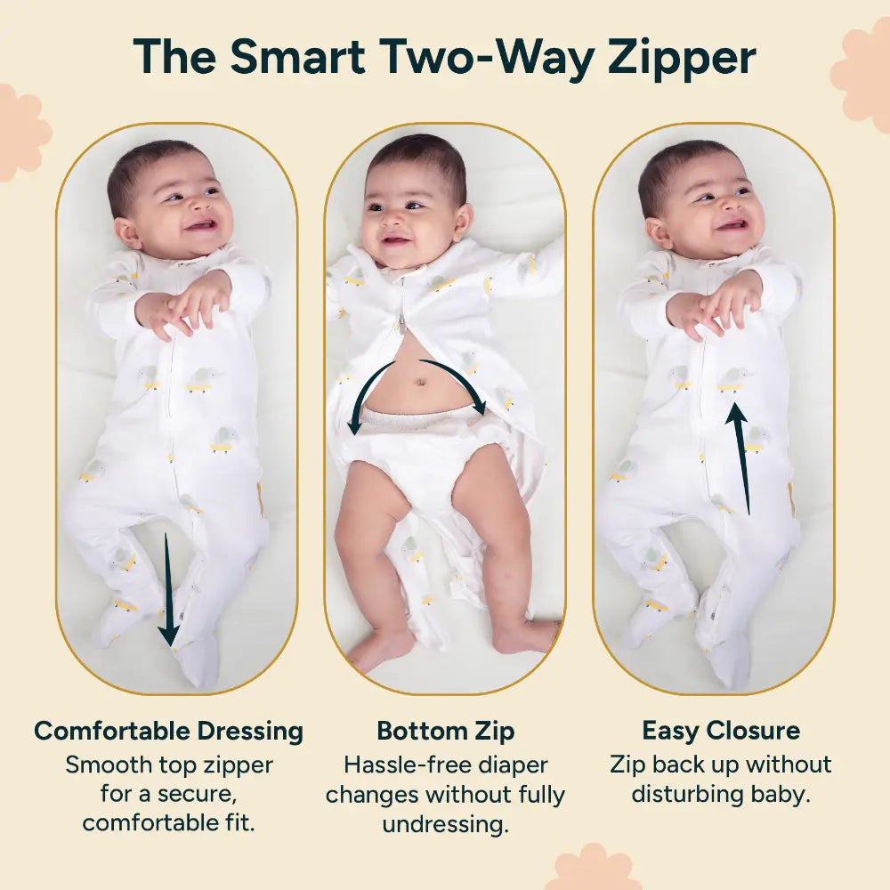 Nintara Baby Unisex Footed Bodysuit – 100% Organic Cotton Zip-Up Sleeper - Candy Stripes