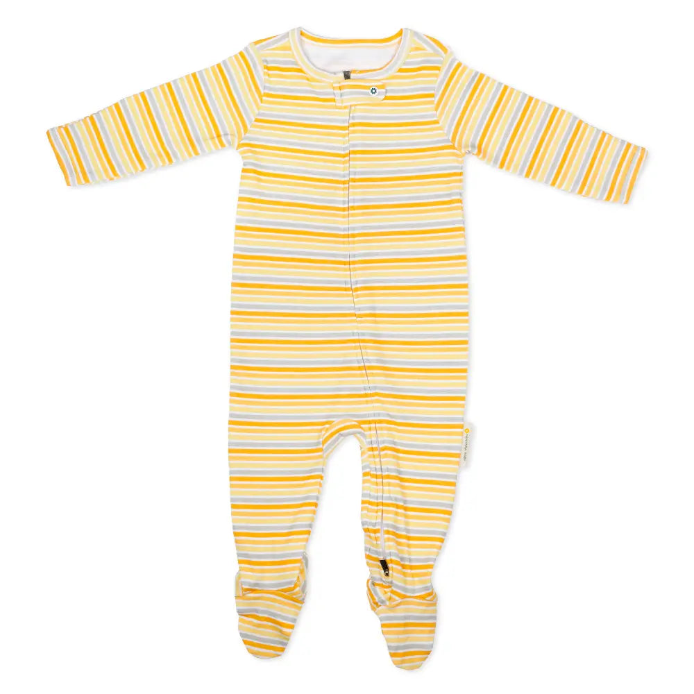 Nintara Baby Unisex Footed Bodysuit – 100% Organic Cotton Zip-Up Sleeper - Sunset Stripes