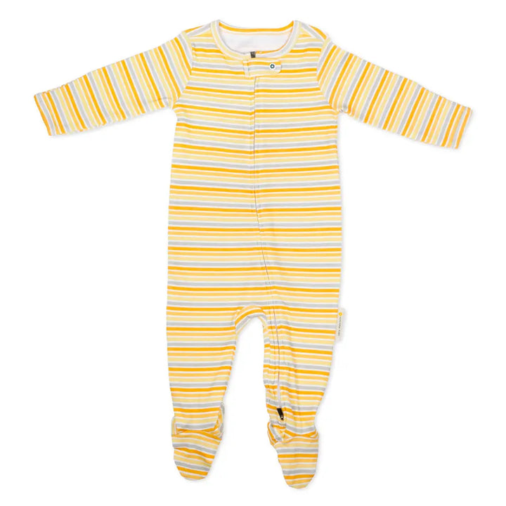 Nintara Baby Unisex Footed Bodysuit – 100% Organic Cotton Zip-Up Sleeper - Sunset Stripes