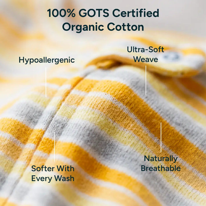 Nintara Baby Unisex Footed Bodysuit – 100% Organic Cotton Zip-Up Sleeper - Sunset Stripes