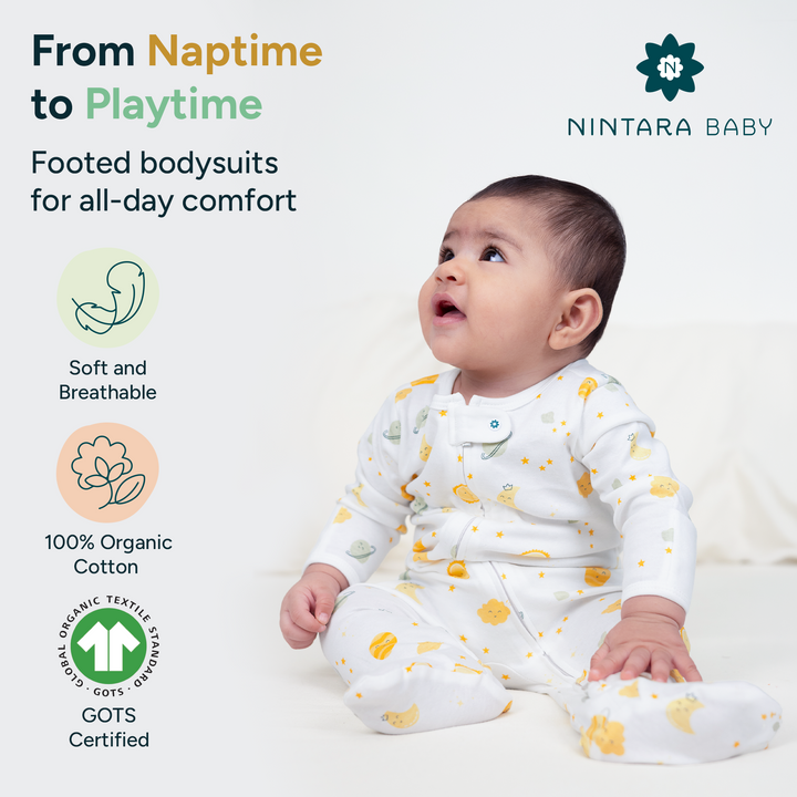 Nintara Baby Unisex Footed Bodysuit – 100% Organic Cotton Zip-Up Sleeper - Up So High