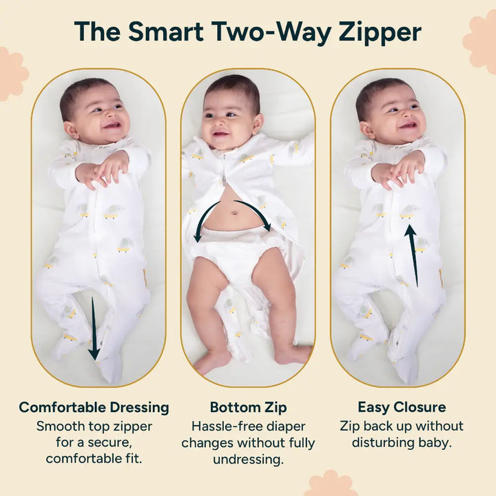Nintara Baby Unisex Footed Bodysuit – 100% Organic Cotton Zip-Up Sleeper - Little Bloom