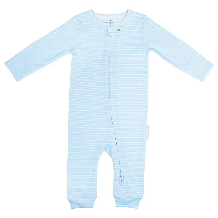 Nintara Baby Footless Bodysuit – 100% Organic Cotton Zip-Up Sleeper - Blue Stripes